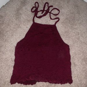 maroon halter top